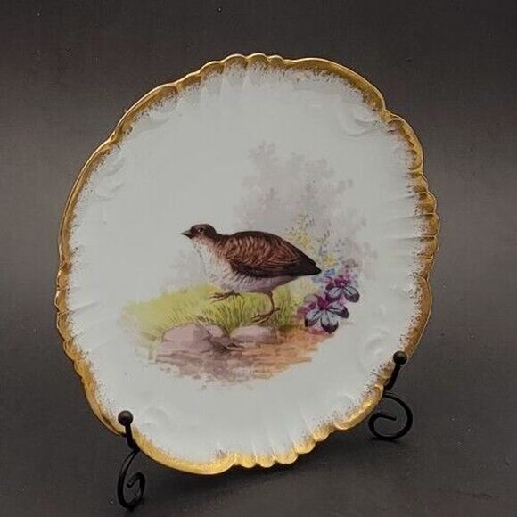 French Limoges Game Birds 4 plate set by Lewis Strauss & Sons vintage 1920's - Picture 13 of 14